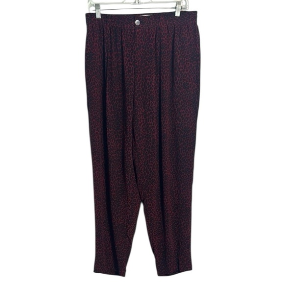 Equipment 100% Silk Leopard Cheetah Print Red Straight Leg Pants Size Medium - Picture 1 of 16